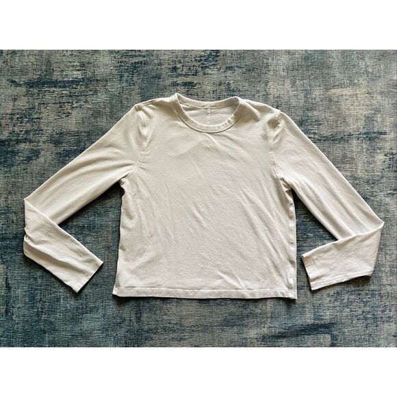 Lululemon White Classic Fit Cotton Blend Long Sleeve Shirt Size 4 - Picture 1 of 6